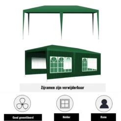 Merkloos Partytent - Paviljoen Opvouwbaar - Easy Up Tuintent Met Zijpanelen - Groen/ 6m X 3m/ 120g/m² -Tuinmeubilair 1200x1200 755