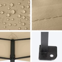 LifeGoods Partytent - 3x4.5 M - Zijwanden - Easy Up - Opvouwbaar - Waterdicht - Draagtas Met Wieltjes - Beige -Tuinmeubilair 1200x1200 819