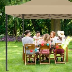 LifeGoods Partytent - 3x4.5 M - Zijwanden - Easy Up - Opvouwbaar - Waterdicht - Draagtas Met Wieltjes - Beige -Tuinmeubilair 1200x1200 823