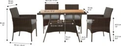 Teamson Home 5-Delig Diningset - Tuinset - Tuinmeubelen - Tafel En 4 Stoelen - Voor Maximaal 4 Personen - Massief Houten Tafelblad - Bruin - 244 X 132 X 84 (cm) -Tuinmeubilair 1200x460 1