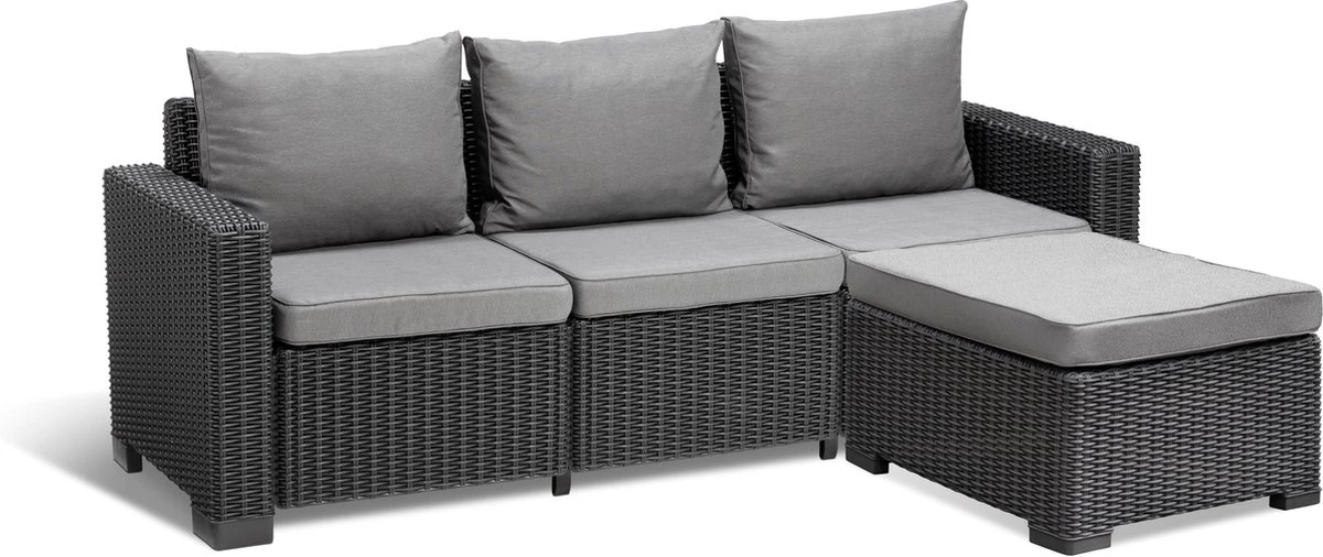 Allibert California Chaise Longue Loungeset - 3 A 4 Personen - Grafiet 4 Allibert California Chaise Longue Loungeset - 3 A 4 Personen - Grafiet - Afbeelding 2