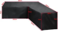 BOTC Tuinbank Beschermhoes - Beschermhoes Voor Hoekbank - Premium Tuinbank Beschermhoes - L-vorm - 300/98 X 300/98 X 70cm - Zwart -Tuinmeubilair 1200x655