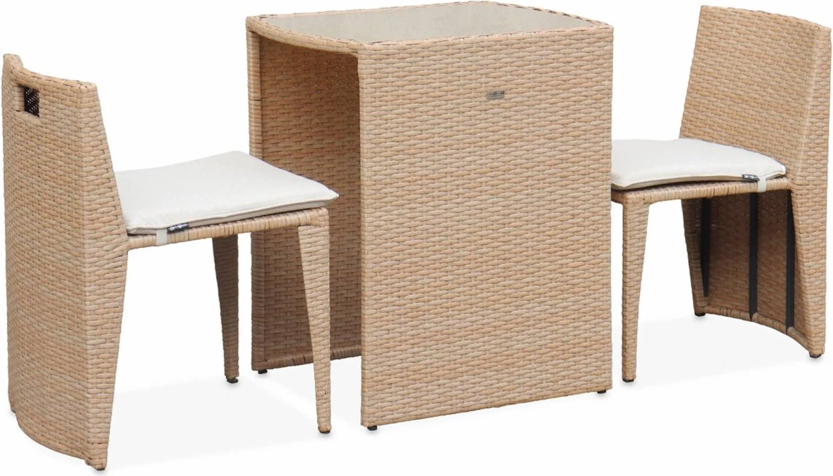 Alice's Garden Balkonset Doppio - 2 Stoelen - Inschuifbaar - Wicker - Beige 7 Alice's Garden Balkonset Doppio - 2 Stoelen - Inschuifbaar - Wicker - Beige - Afbeelding 5