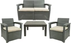 MaxxGarden Rattan Loungeset - 4 Persoons Zithoek - Design Wicker Tuinset