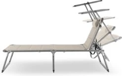 Blumfeldt Amalfi Ligstoel Tuin , Ligbed 70x37x200cm , Schuimrubberbekleding En Hoofdkussen , Rugleuning Verstelbaar Op 5 Standen , Zonnekap Voor Zonnebaden Zonder Verblind Te Worden -Tuinmeubilair 1200x750