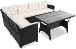 Casaria Polyrattan Tuinset - 15 Delig Voor 6 Personen – Crème Zwart -Tuinmeubilair 1200x779 7