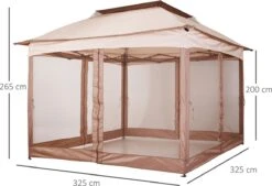 Outsunny Paviljoen Met Zijwanden Partytent Tuintent Popup 3,25 X 3,25 M Khaki 840-166 -Tuinmeubilair 1200x820 7