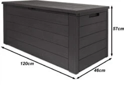 Merkloos Woody Tuin Opbergbox - 324 Liter 45x120x60 Cm - Tuinkussenbox - Antraciet/bruin -Tuinmeubilair 1200x826 1