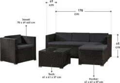 Polyrotan Loungeset Punta Cana L - Zwart -Tuinmeubilair 1200x828 4