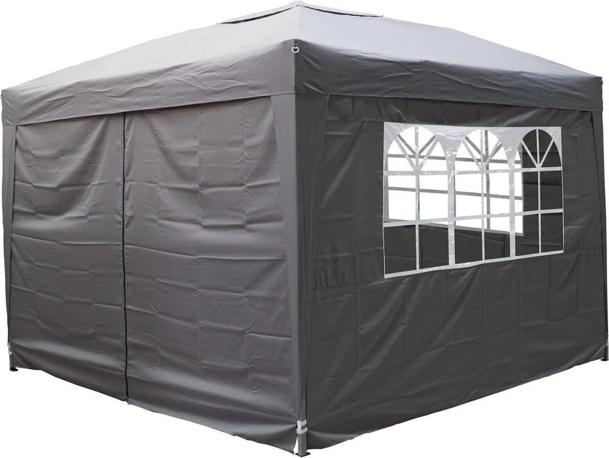 Garden Royal Partytent 3x3m Easy Up Grijs Met 4 Zijwanden 3 Garden Royal Partytent 3x3m Easy Up Grijs Met 4 Zijwanden