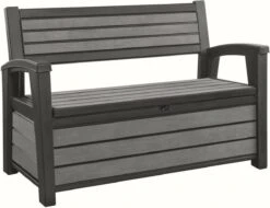 Keter - Hudson Bench Box - 2-zits Bank - Opbergbox - Hout Look & Feel - 227L - 138x63x89cm - Antraciet -Tuinmeubilair 1200x922 6