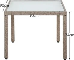 Casaria Polyrattan Tuinset - 4 Stoelen & Tafel 90x90 Cm - Beige Grijs -Tuinmeubilair 1200x972 8