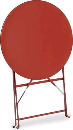 Emilia - Ronde Inklapbare Bistrotafel Ø60cm Van Gepoedercoat Staal – Terra Cotta -Tuinmeubilair 677x1200