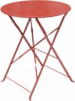 Emilia - Ronde Inklapbare Bistrotafel Ø60cm Van Gepoedercoat Staal – Terra Cotta -Tuinmeubilair 887x1200 1